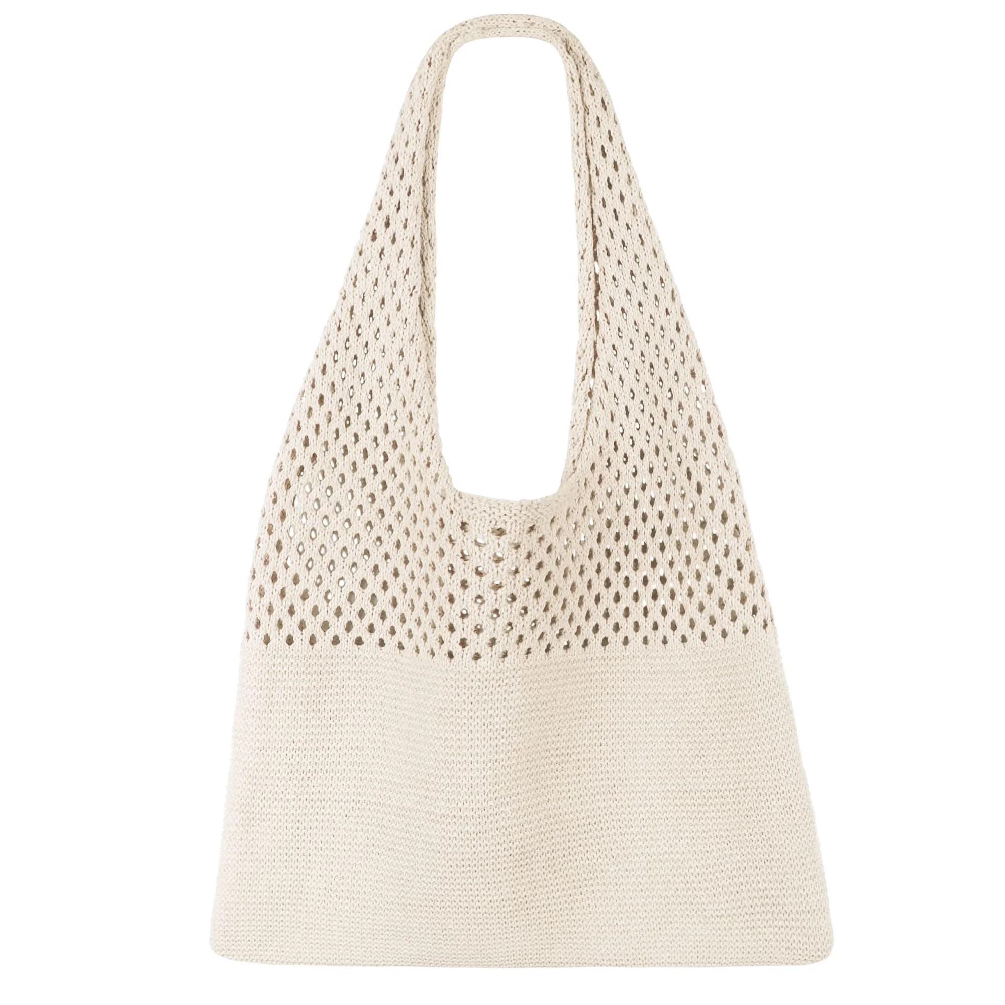 SUOSDEY Beach Tote Bag for Women, Crochet Boho Tote Bag Aesthetic Mesh Shoulder Bag for Summer Va... | Walmart (US)