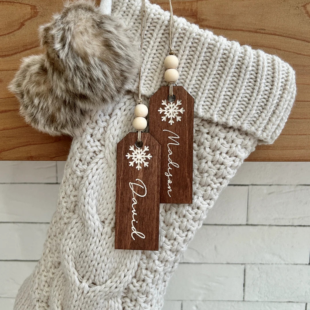 Personalized Wood Christmas Stocking Tag, Hand-painted Name Tag - Etsy | Etsy (US)