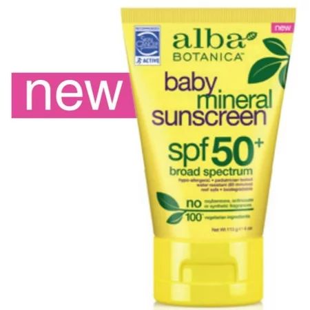 Alba Botanica Baby Mineral Sunscreen Fragrance Free SPF 50, 4 Ounce Bottle | Walmart (US)