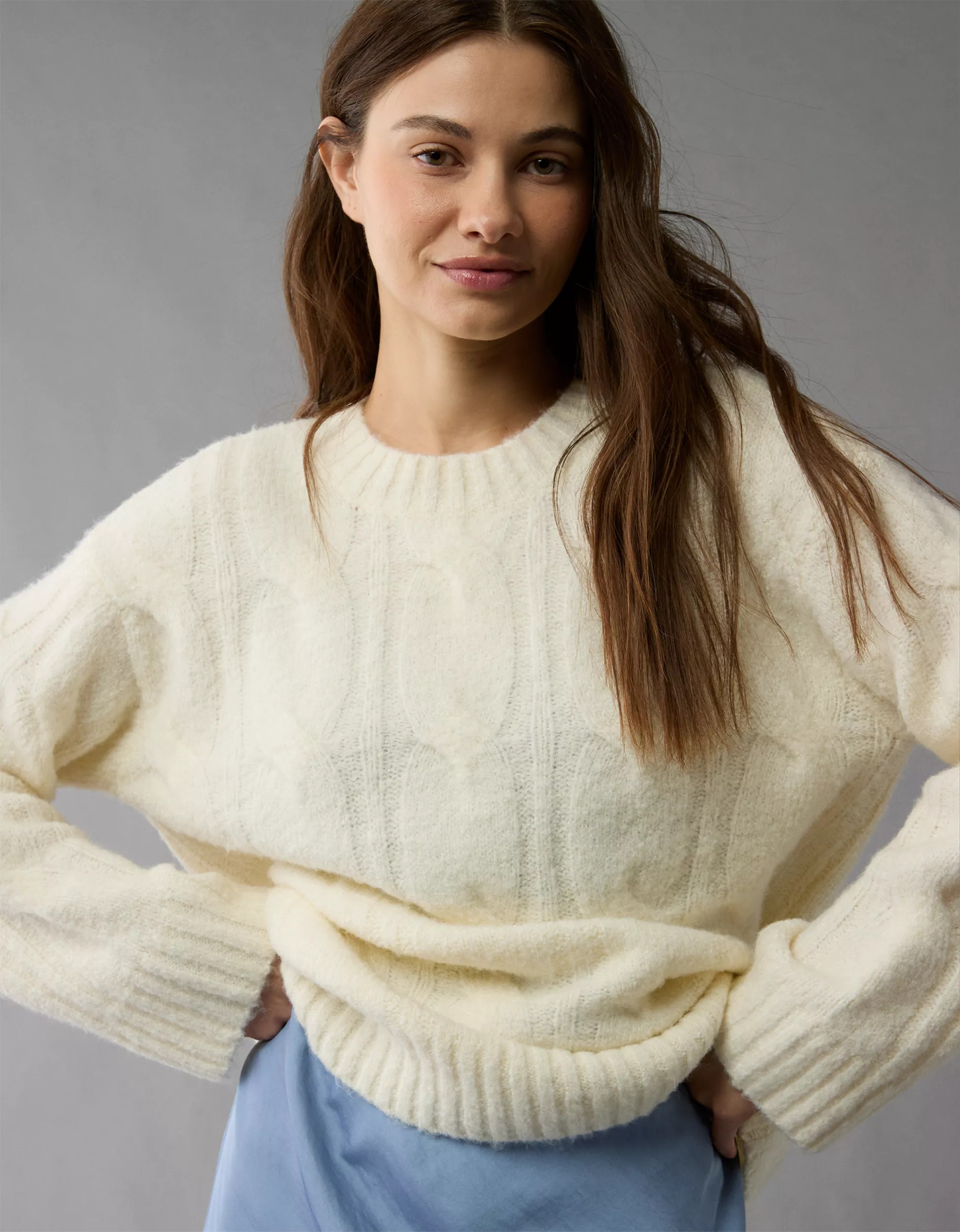 AE Whoa So Soft Cable Knit Sweater | American Eagle Outfitters (US & CA)