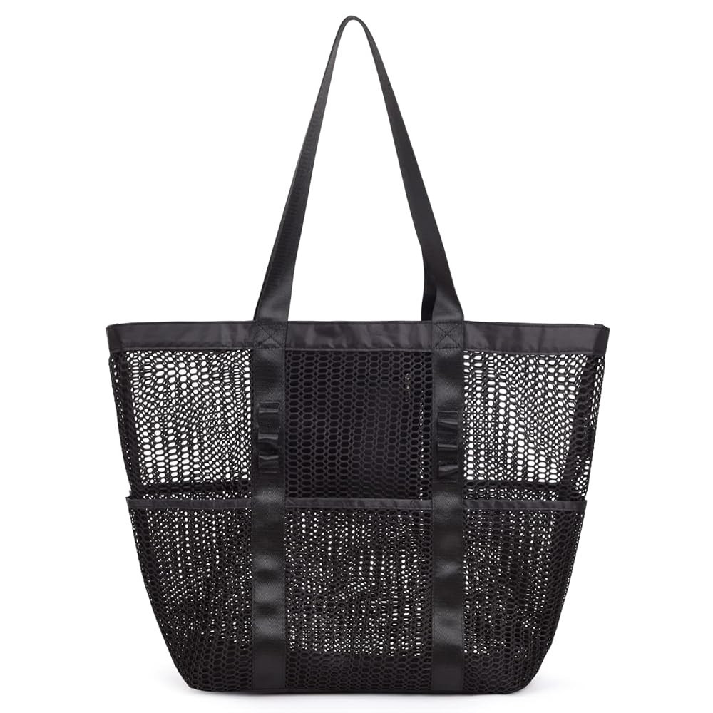 Beach Bag - Mesh Tote Bag Beach Vacation Clothes for Women Pool Bag for Travel Pool Family Cruise... | Amazon (US)