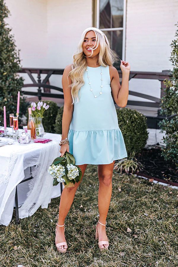 Happiest Girl In The Room Shift Dress In Sky Blue | Impressions Online Boutique