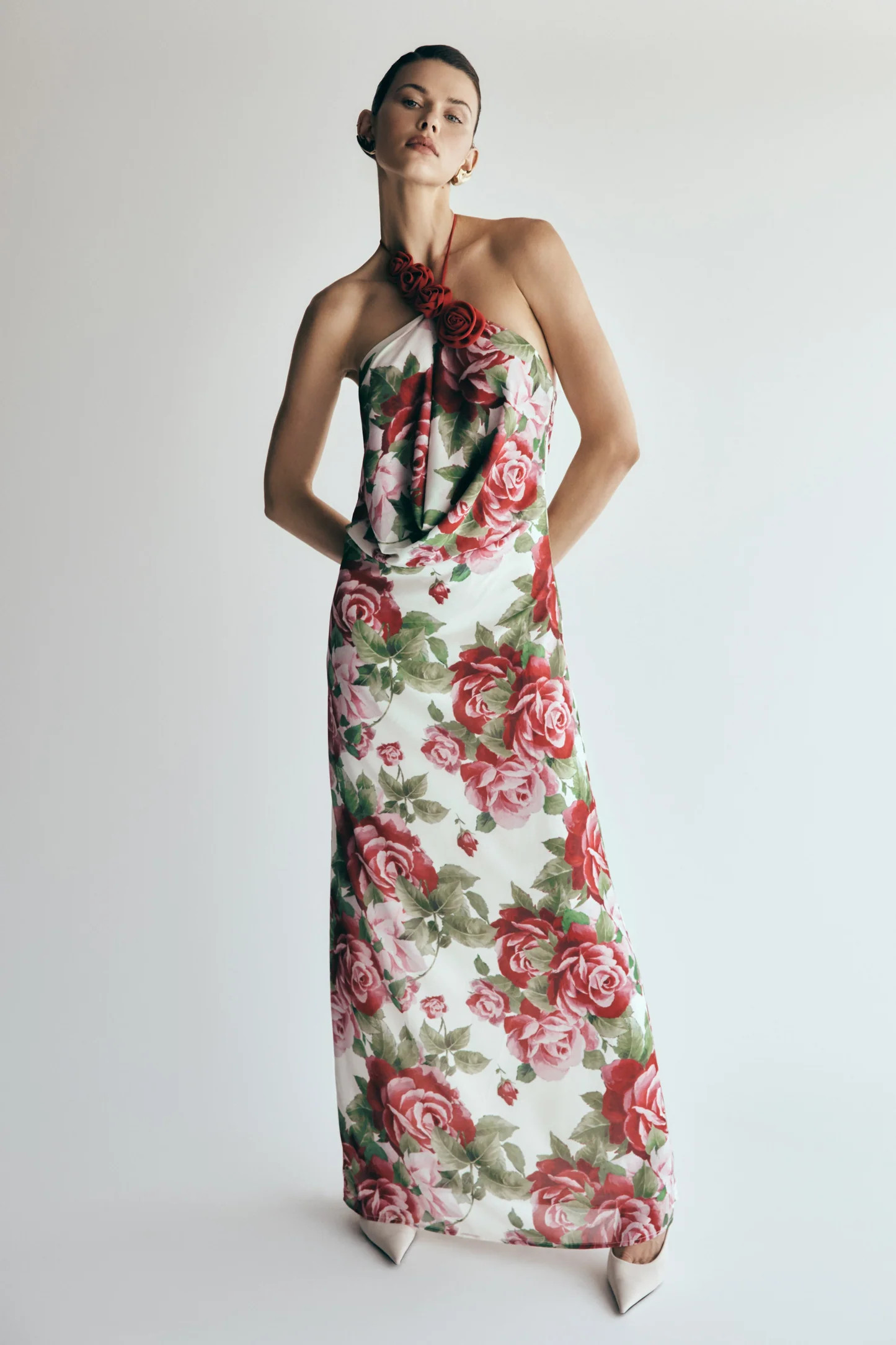 Cowl Neck Maxi Dress - Sonia Rose Print | MESHKI US