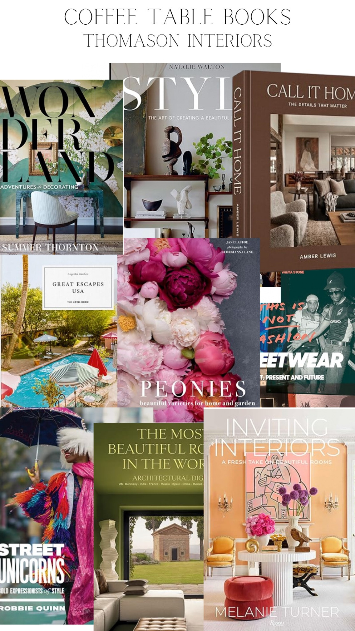 I love styling with coffee table books! Here are some that show interior design, street wear, fashion, flowers and more. 

#LTKhome #LTKstyletip #LTKfamily