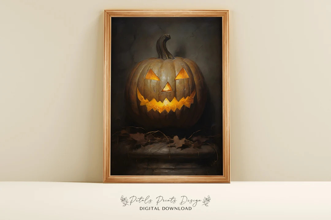 Pumpkin Decor Halloween Wall Art Printable Vintage Pumpkin Halloween Rustic Halloween Decor Vinta... | Etsy (US)