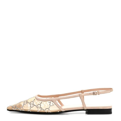 Suede Mesh Crystal GG Monogram Slingback Ballet Flats 37 Light Powder Skin Rose | FASHIONPHILE (US)