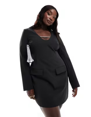 Pretty Lavish Curve long sleeve embellished mini dress in black | ASOS (Global)