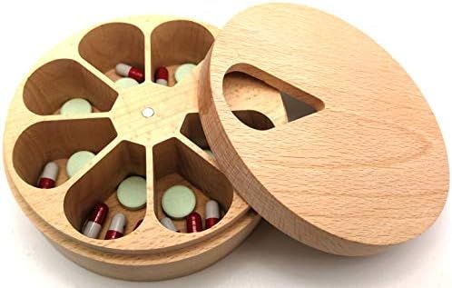 Fashciaga Wood Daily Weekly Vitamin Medicine Pill Organizer Case Box,Kitchen Salt Spice Cellar Co... | Amazon (US)
