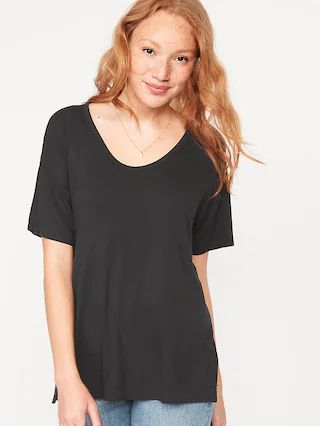 Oversized Luxe Voop-Neck Tunic T-Shirt for Women | Old Navy (US)