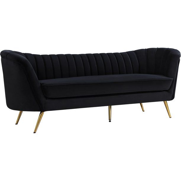 Margo Black Velvet Sofa-Color:Black Velvet,Style:Contemporary | Walmart (US)