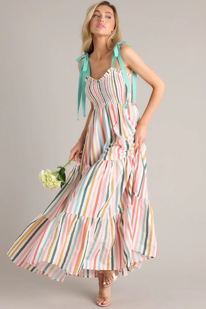 Wishing For You Desert Sage Multi Stripe Maxi Dress | Red Dress
