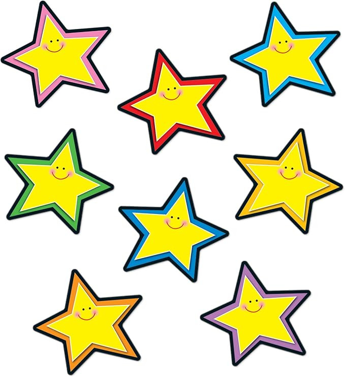 Carson Dellosa 36-Piece Yellow Stars Bulletin Board Cutouts, Yellow Stars with Smiley Faces Cutou... | Amazon (US)