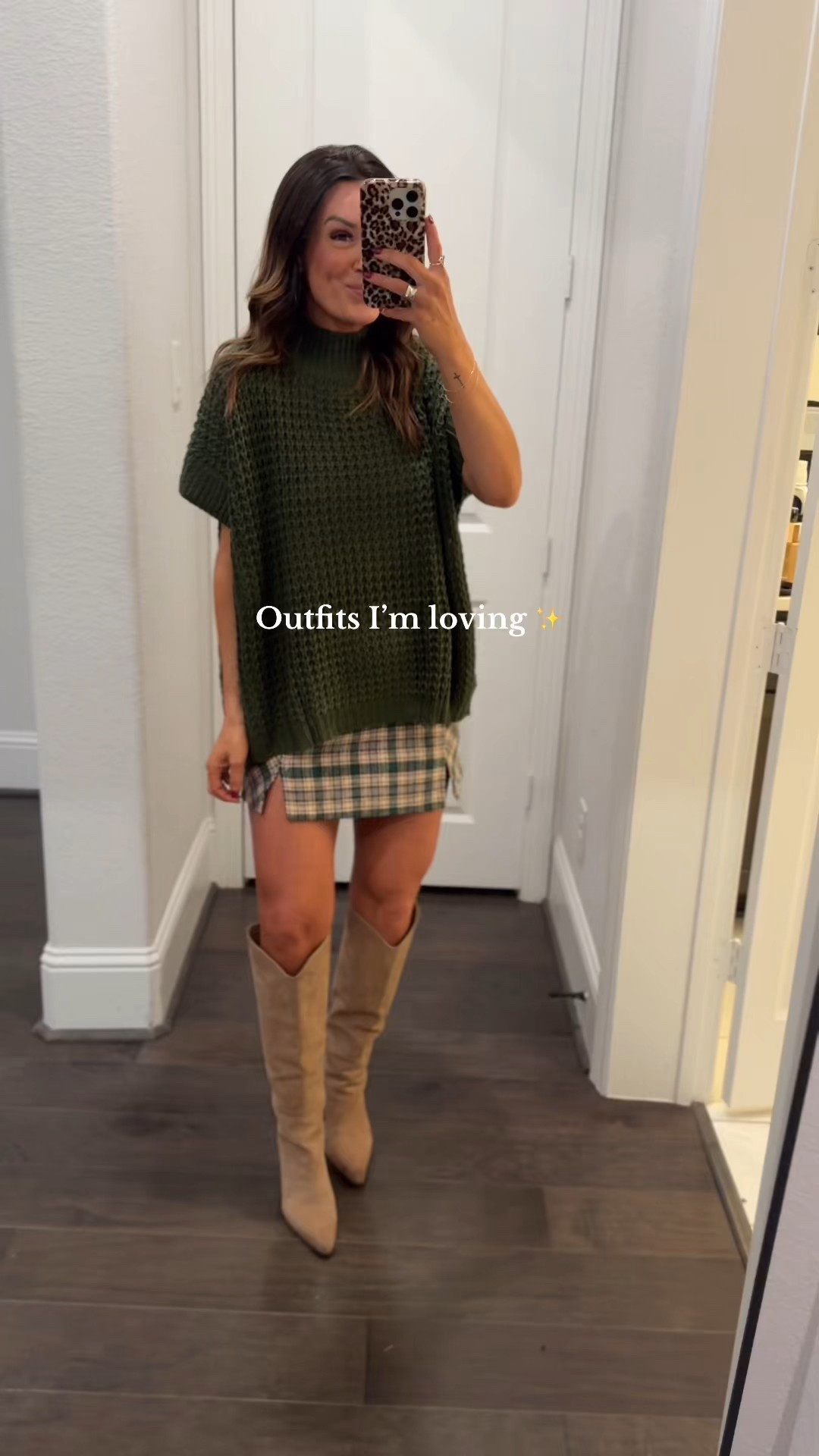 Im 5”6 for reference usually between a XS-S! 

Green Sweater: Wearing a M, a small would have worked too (depends on how oversized you want it) 
Green Plaid Skirt: Wearing a small 
Brown Dress: Wearing a Small 
Tan Longsleeve: Wearing a small 
Brown Skirt: Small 
Brown Longsleeve: Small 
Green Sweater: Small 
Brown Leopard Overalls: Small 
Kimono: S/M
Black Skort: Small 
Black Longsleeve: Small 
Burgundy Dress: XS
Burgundy Longsleeve: XS
Red Sweater: Small 
Leather Leggings: Small 
Tan Dress: Small 
Plaid Skirt: Small 
Burgundy Sweater: Small 

#LTKHoliday #LTKmomlife #LTKootd