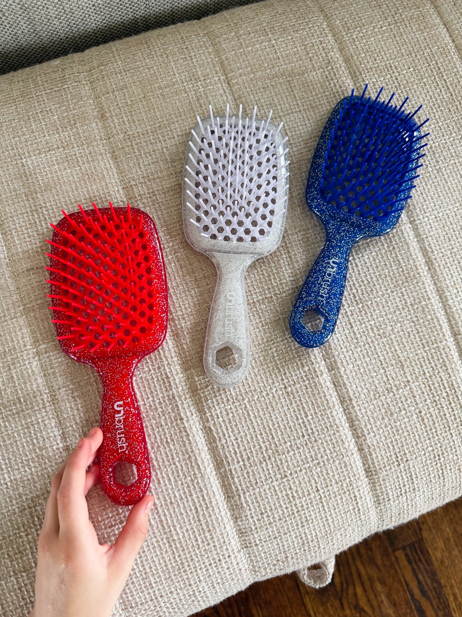 #ad The cutest UNbrush Sparkle Collection just landed at @Walmart ✨ We love these brushes, easily gets out tangles and speeds dry time (which is especially helpful in summer!) Grab yours at Walmart. @fhiheat #walmart #walmartfinds #fhiheatunbrush
