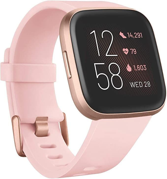 Fitbit Versa 2 Health & Fitness Smartwatch with Voice Control, Sleep Score & Music, One Size, Pet... | Amazon (UK)