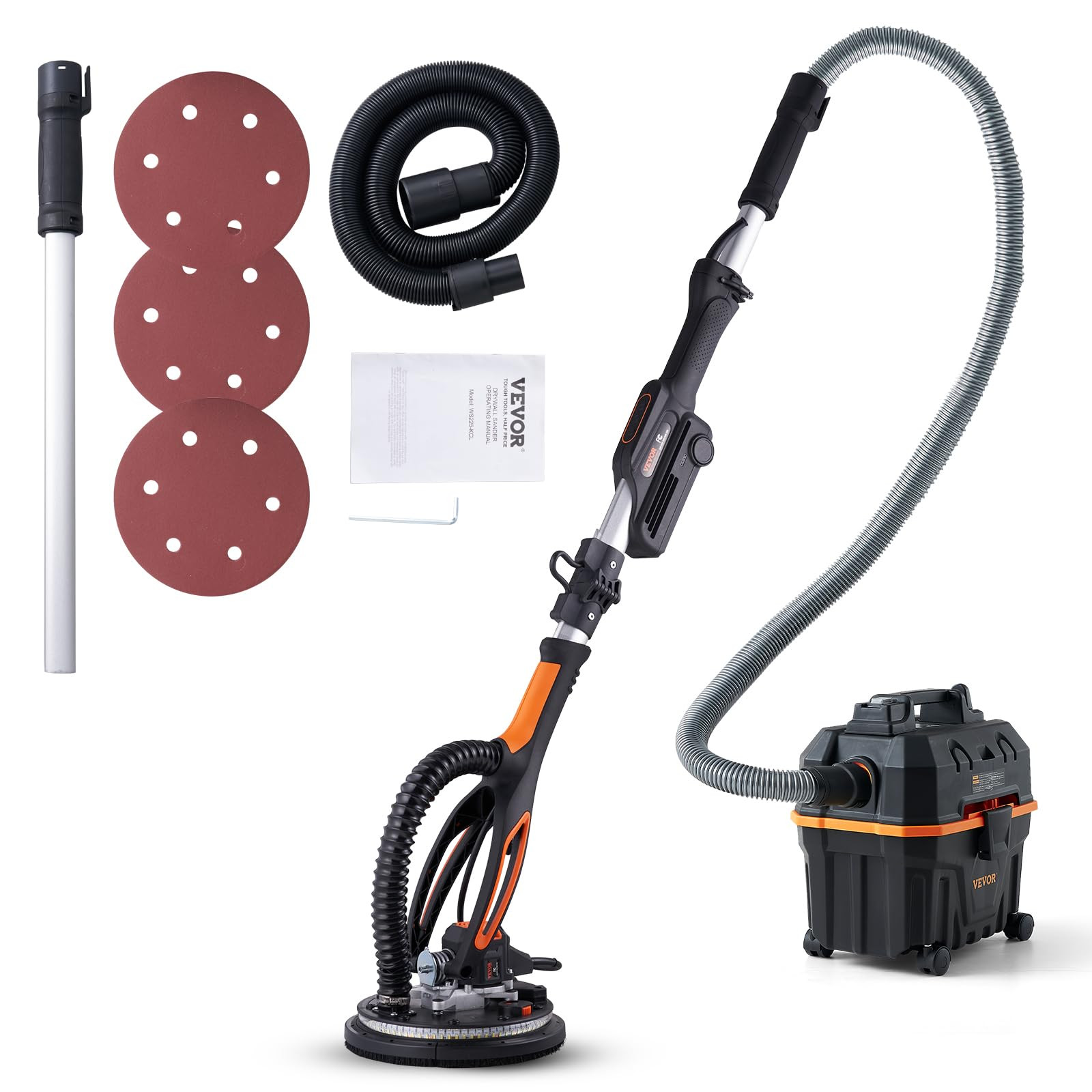 VEVOR Drywall Sander, 800W Brushless Motor Electric Sander, Variable Speed 1000-2300 RPM, Foldabl... | Amazon (US)