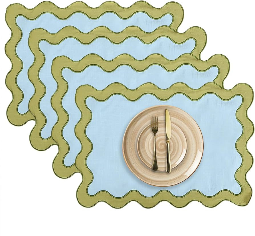 Placemats Set of 4, 13 x 19 Inch Cotton Table Placemats Washable Heat Resistant Woven Table Mats ... | Amazon (US)