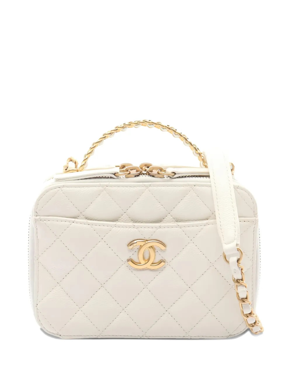 CHANEL Pre-Owned 2021s diamond-quilted vanity mini shoulder bag - White | Farfetch Global
