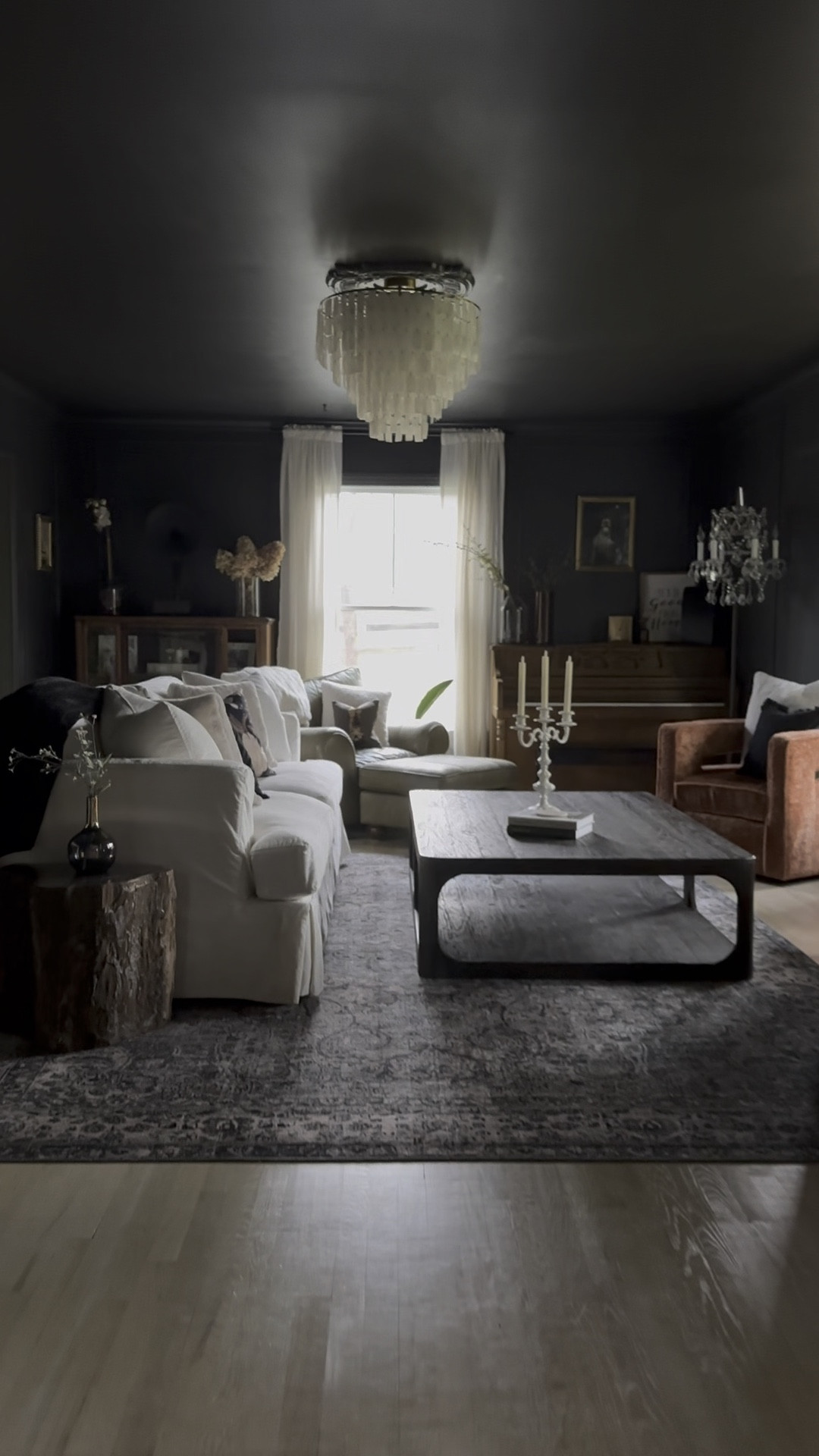 It’s finally done ✔️

I present, the black room 🖤

It’s cozy, vintage, romantic. And for some reason, the kids loved hanging out in here too 😂

As always, shop the room at the link in my profile 🫶🏼. 

#moodygrams #moodyinteriors #darkandmoody #darkacademia #diyhomeprojects #diyhome #blackwalls #vintageinterior #vintagestyle #vintagedecor 

#LTKhome