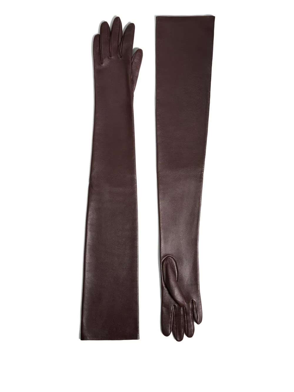KHAITE leather long gloves - Brown | Farfetch Global
