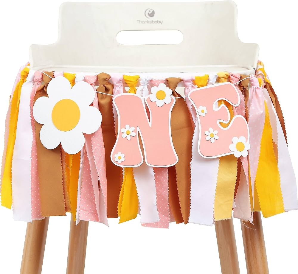 Groovy One First Birthday High Chair Banner - Baby Shower, Hippie Decorations, Daisy 1st Birthday... | Amazon (US)