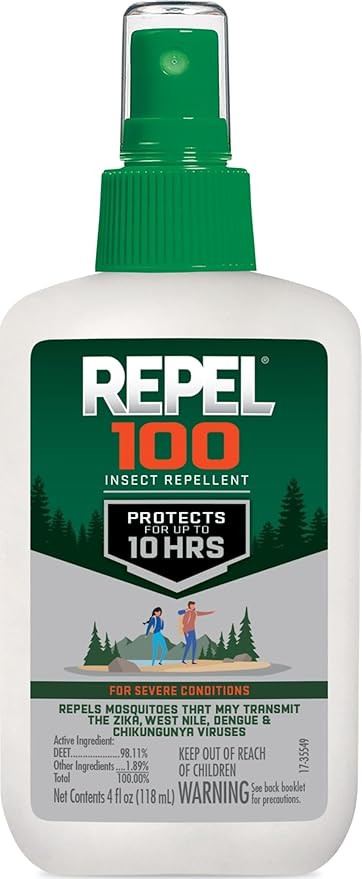 Repel 100 Mosquito and Insect Repellent, 4 Ounces, With DEET, 10-Hour Protection Long-Lasting Ins... | Amazon (US)