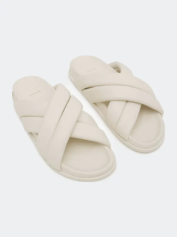 ANINE BING Lizzie Slides - Ivory - White - 36 | Verishop