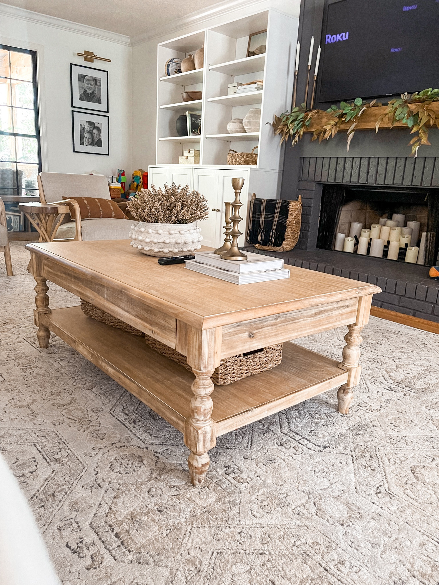 My coffee table… I hunted for YEARS for the perfect coffee table… this one checked all the boxes! 

Made of  wood
Beautiful weathered finish
Sturdy 
Has a “hidden" drawer and storage shelf

#LTKhome #LTKstyletip #LTKfamily