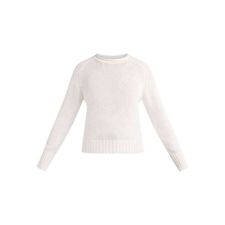 Free Assembly Women’s Cotton Saddle Shoulder Sweater with Long Sleeves, Sizes XS-3XL | Walmart (US)