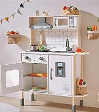 Tiny Land Play Kitchen for Kids, Wooden Play Kitchen with Toy Storage System, Toy Kitchen Set wit... | Amazon (US)