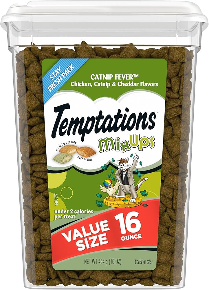Temptations MixUps Catnip Fever Flavor Crunchy and Soft Cat Treats, 16 oz. Tub | Amazon (US)