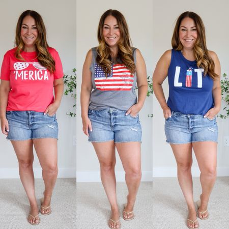 4th of July summer outfits from Amazon wearing large in tees and tanks, 12 in denim shorts 

Therecruitermom Fourth of July summer outfits shorts swim summer BBQ

#LTKSeasonal #LTKOver40 #LTKMidsize