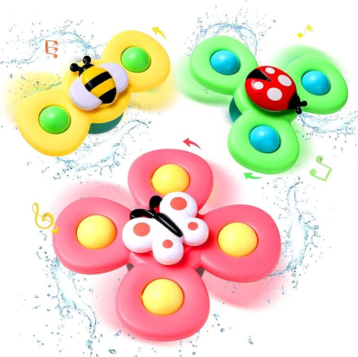 Hooku 3 Pcs Suction Cup Spinner Toys, Baby Fidget Toy, Spinning Toys for Toddlers 1-3, Sensory Ea... | Amazon (UK)