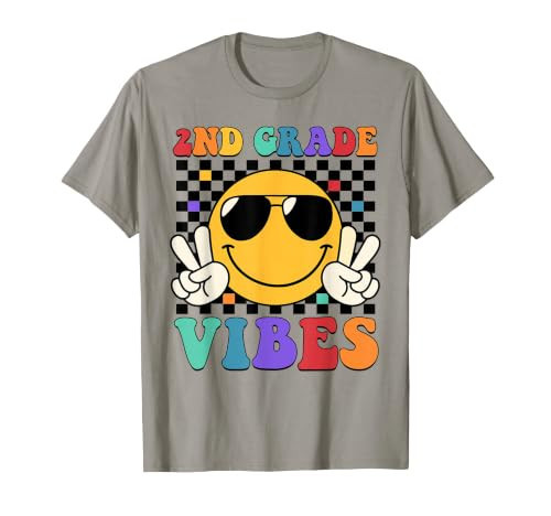 Girls 2nd Grade Vibes Smile Face Back to School Second Grade T-Shirt | Amazon (US)