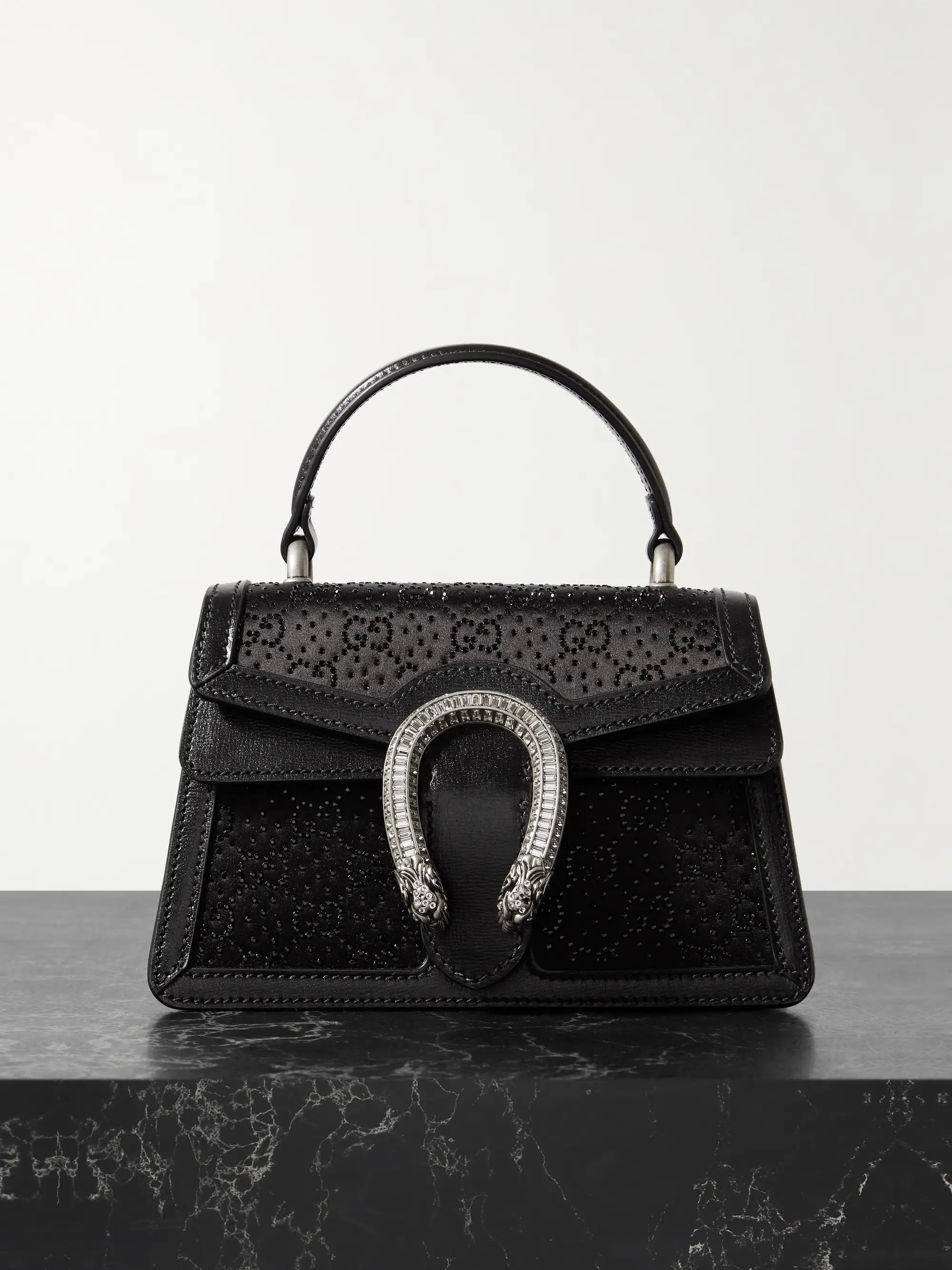 Dionysus leather-trimmed crystal-embellished satin tote | NET-A-PORTER (US)