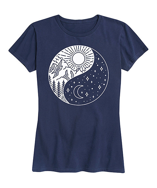 Instant Message Women's Women's Tee Shirts NAVY - Navy Yin-Yang Sun Moon Relaxed-Fit Tee - Women & P | Zulily
