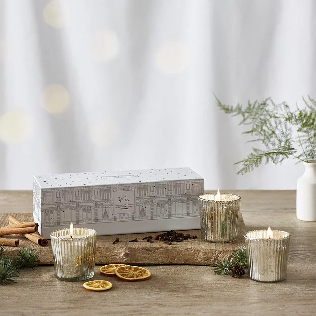 Winter Mini Votive Mercury Candles – Set of 3 | The White Company UK & ROW