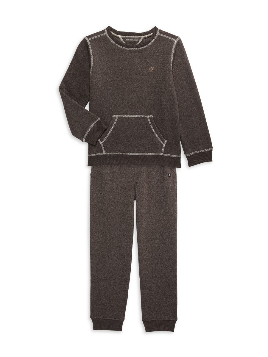 Calvin Klein Baby Boy's & Little Boy's 3-Piece Fleece T-Shirt, Sweater & Joggers Set - Brown - Size 4T | Saks Fifth Avenue OFF 5TH