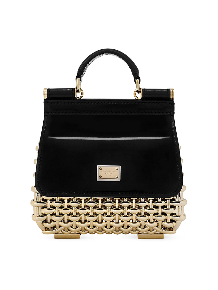Women's Mini Sicily Leather Box Bag - Black Gold | Saks Fifth Avenue