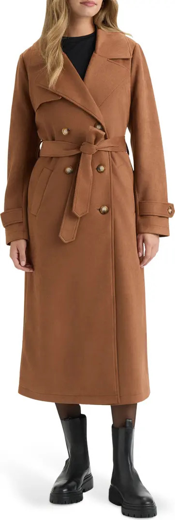 NVLT Faux Suede Belted Double Breasted Trench Coat | Nordstromrack | Nordstrom Rack