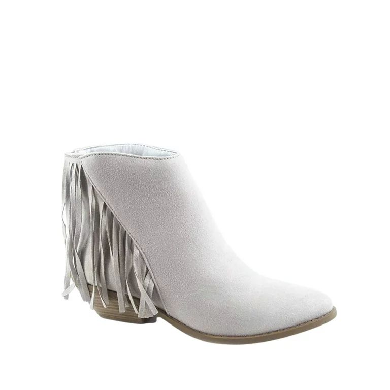 Volley Women's Low Heel Fringe Western Pointy Toe Ankle Booties Shoes ( Gray, 8) | Walmart (US)