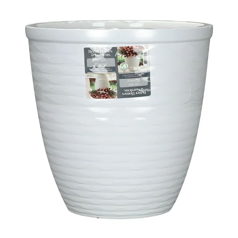 Better Homes & Gardens Caden White Recycled Resin Planter, 15.9in x 15.9in x 16in | Walmart (US)