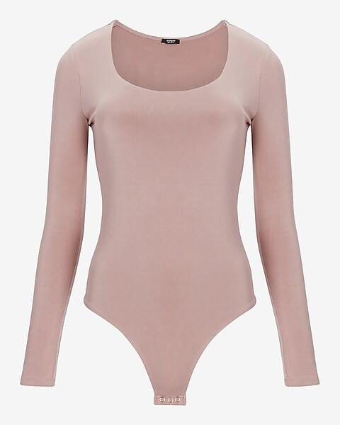 Body Contour Scoop Neck Double Layer Thong Bodysuit | Express