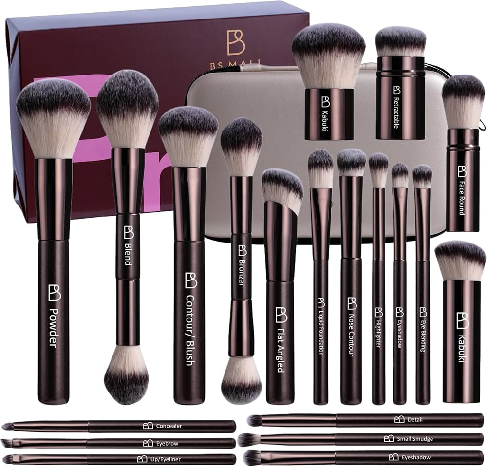 Professional Makeup Brushes BS-MALL With Travel Case - Kabuki Brush Eyeshadow Brush, Concealer Br... | Amazon (US)
