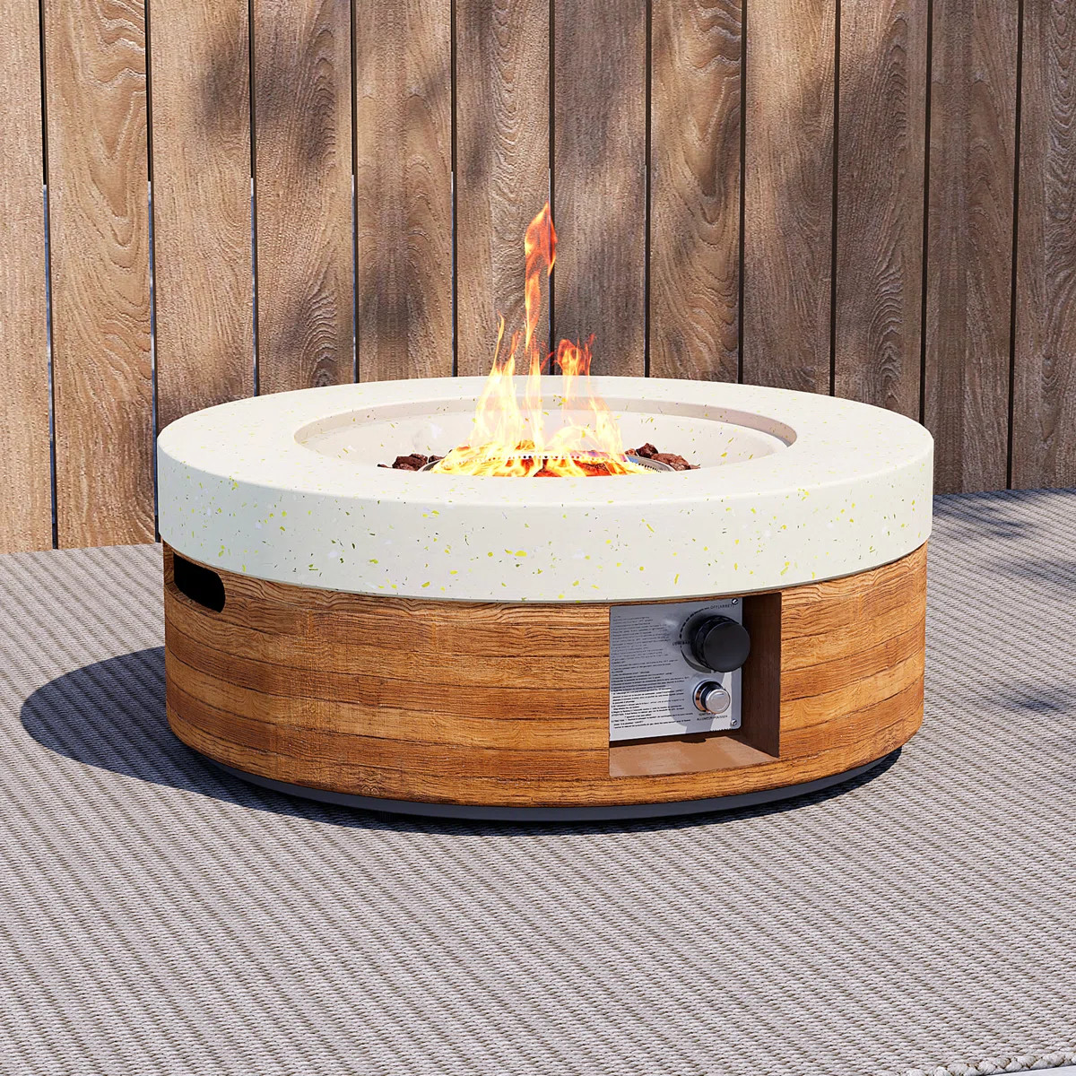 28 "W Round Concrete Propane Fire Pit Table | Wayfair North America