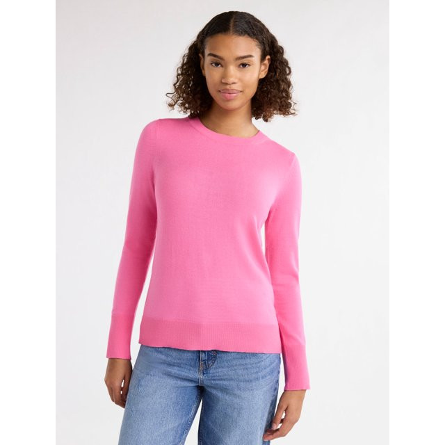 Free Assembly Women’s Cozy Yarn Crewneck Sweater with Long Sleeves, Lightweight, Sizes XS-XXXL | Walmart (US)