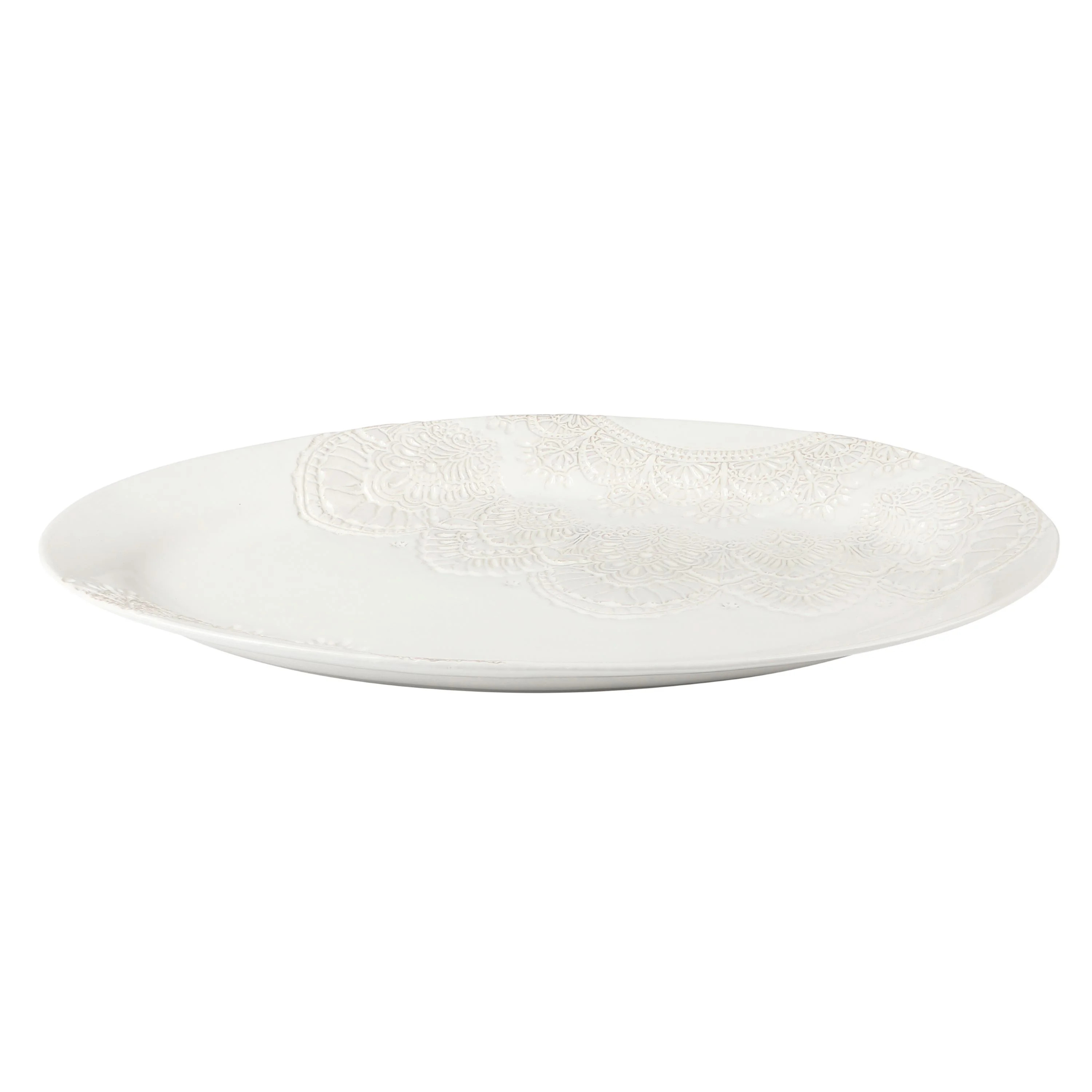 The Pioneer Woman Vintage Lace 20-inch Stoneware Oval Serving Tray Platter, White | Walmart (US)
