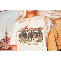Arizona Graphic Tee, Tees For Women, Desert T-Shirt, Retro Oversized Tees, Vintage Graphic | Etsy (US)