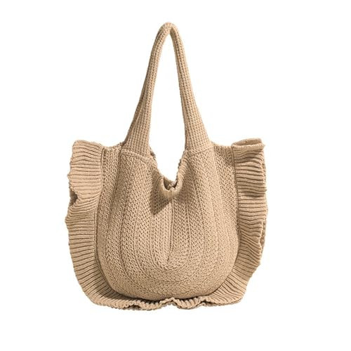 Crochet Beach Bags For Women Trendy Summer Cute Beach Tote Bag Aesthetic Knit Bag Vacation Handbags Crochet Purse (khaki) | Amazon (US)