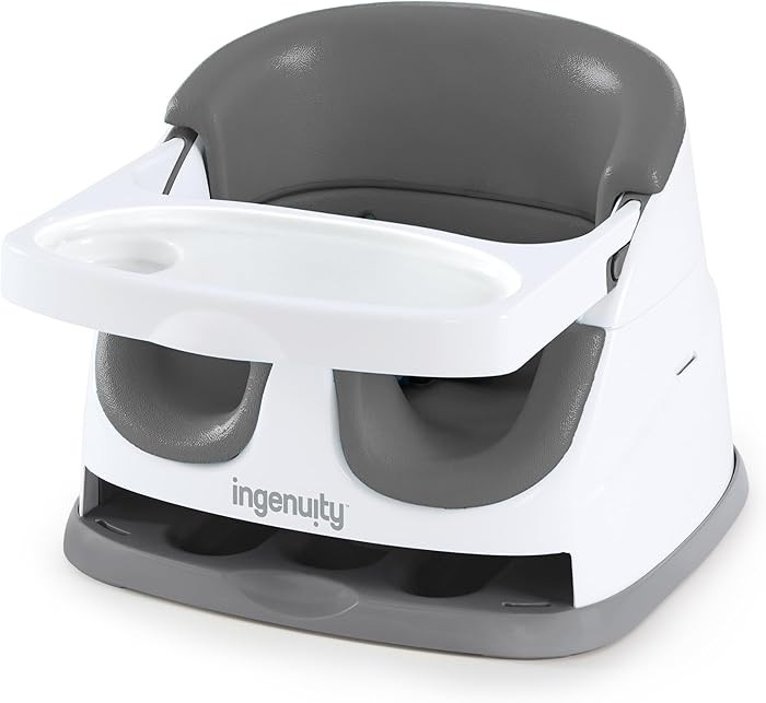 Ingenuity Baby Base 2-in-1 Booster Feeding and Floor Seat with Self-Storing Tray - Slate | Amazon (US)